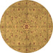 Round Persian Brown Traditional Rug, tr2059brn