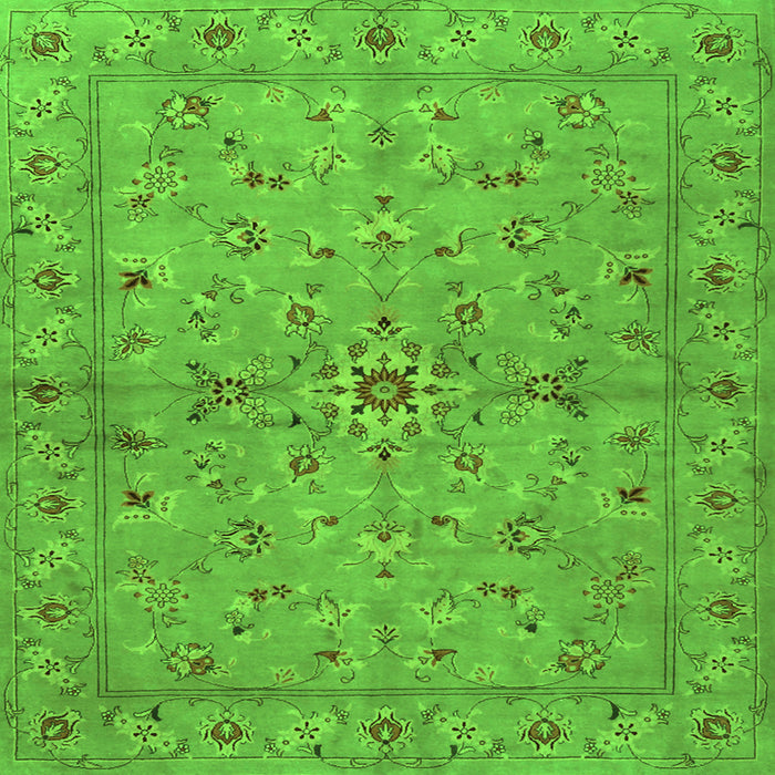 Round Machine Washable Persian Green Traditional Area Rugs, wshtr2059grn