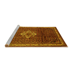 Sideview of Machine Washable Persian Yellow Traditional Rug, wshtr205yw
