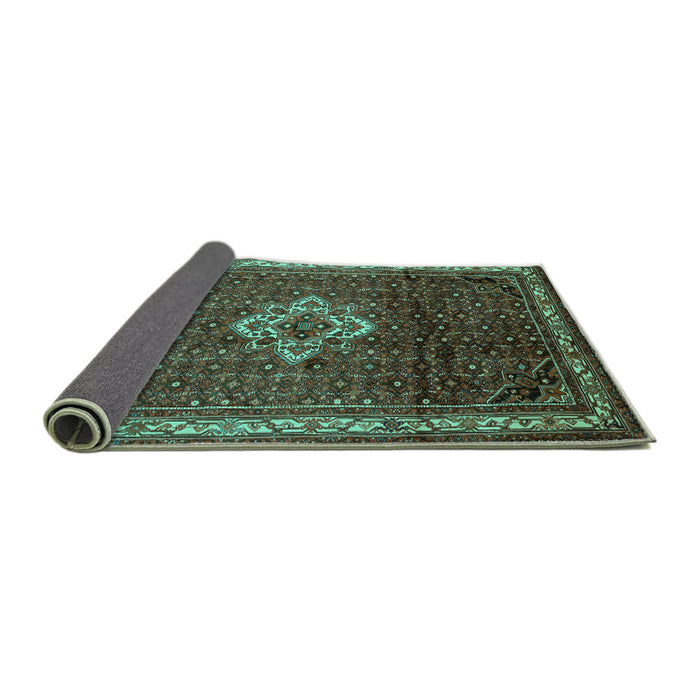 Sideview of Persian Turquoise Traditional Rug, tr205turq