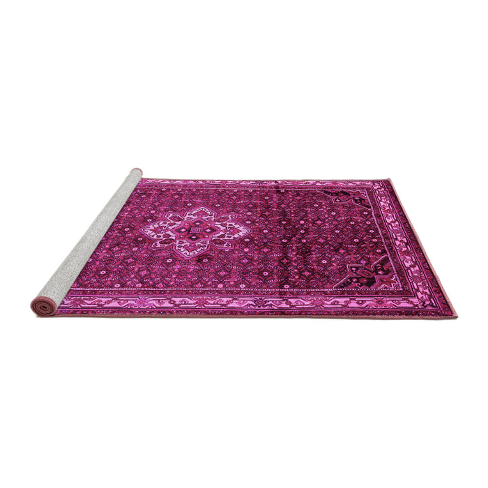 Sideview of Machine Washable Persian Pink Traditional Rug, wshtr205pnk