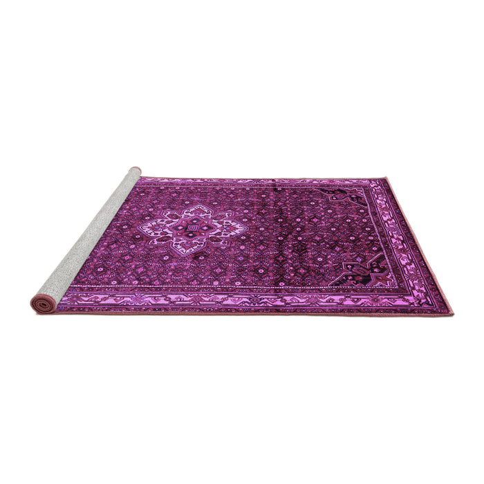 Sideview of Machine Washable Persian Purple Traditional Area Rugs, wshtr205pur