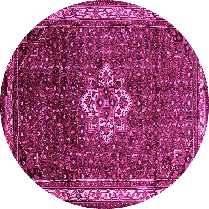 Round Machine Washable Persian Pink Traditional Rug, wshtr205pnk