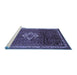 Sideview of Machine Washable Persian Blue Traditional Rug, wshtr205blu