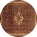 Round Persian Brown Traditional Rug, tr205brn