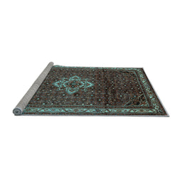 Sideview of Machine Washable Persian Light Blue Traditional Rug, wshtr205lblu