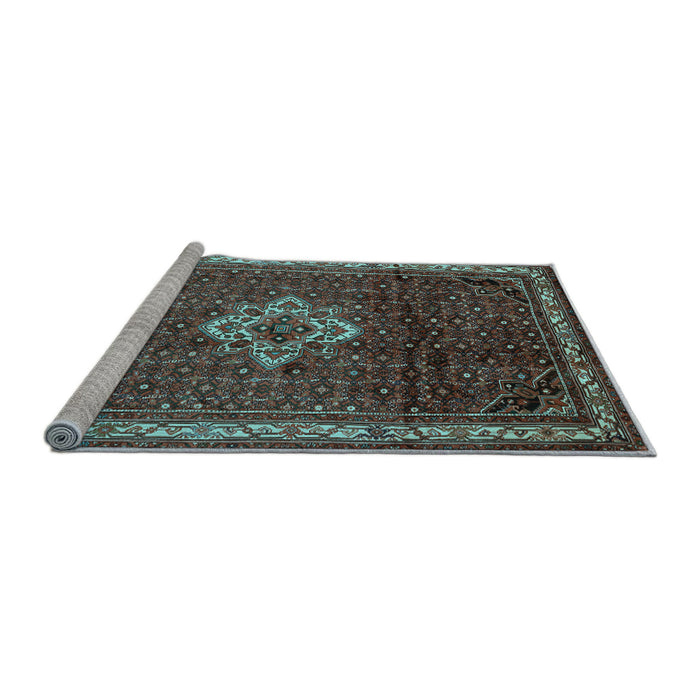 Sideview of Machine Washable Persian Light Blue Traditional Rug, wshtr205lblu