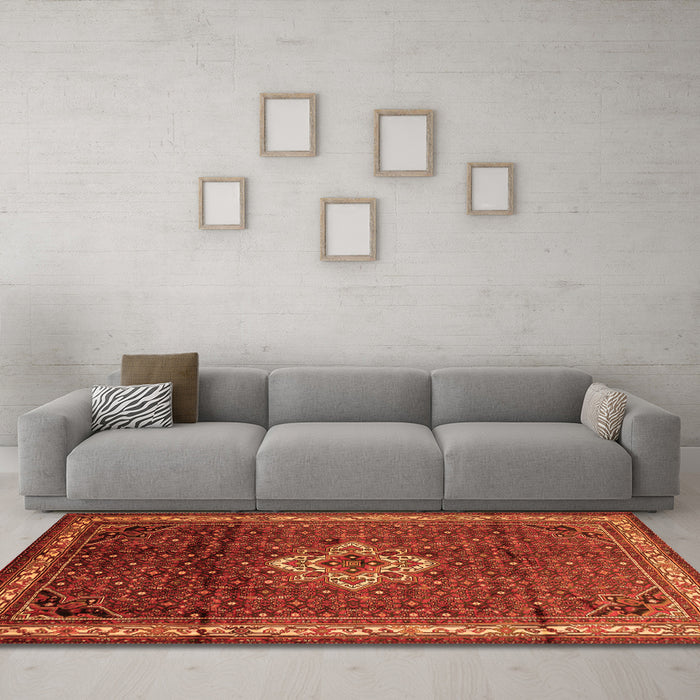 Machine Washable Persian Orange Traditional Area Rugs in a Living Room, wshtr205org