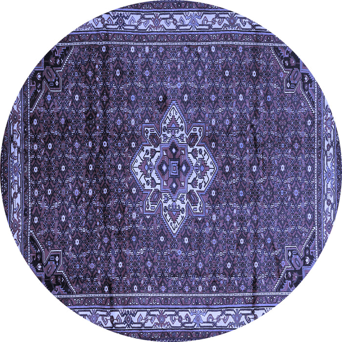 Round Machine Washable Persian Blue Traditional Rug, wshtr205blu
