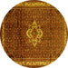 Round Persian Yellow Traditional Rug, tr205yw