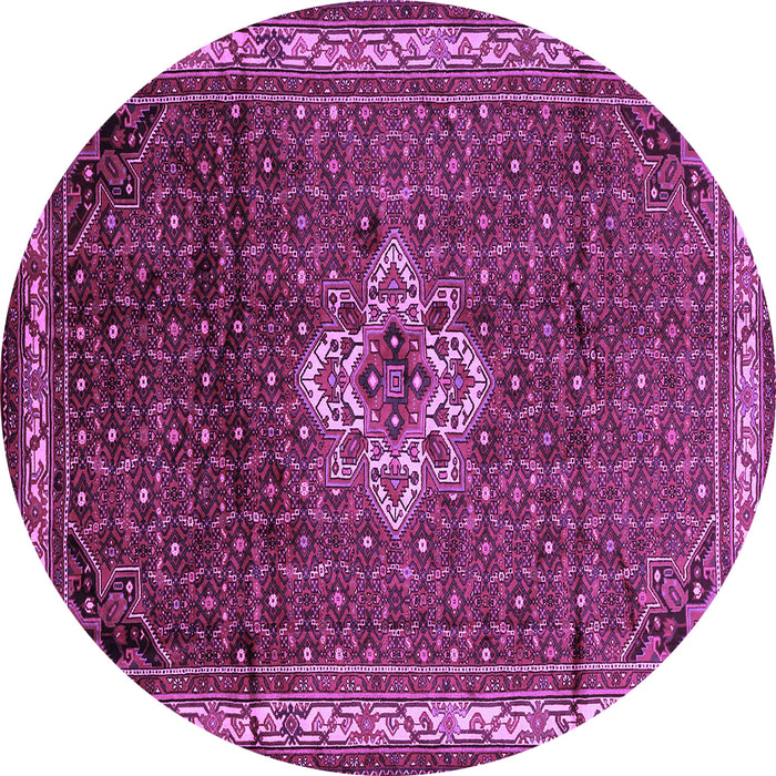 Round Machine Washable Persian Purple Traditional Area Rugs, wshtr205pur