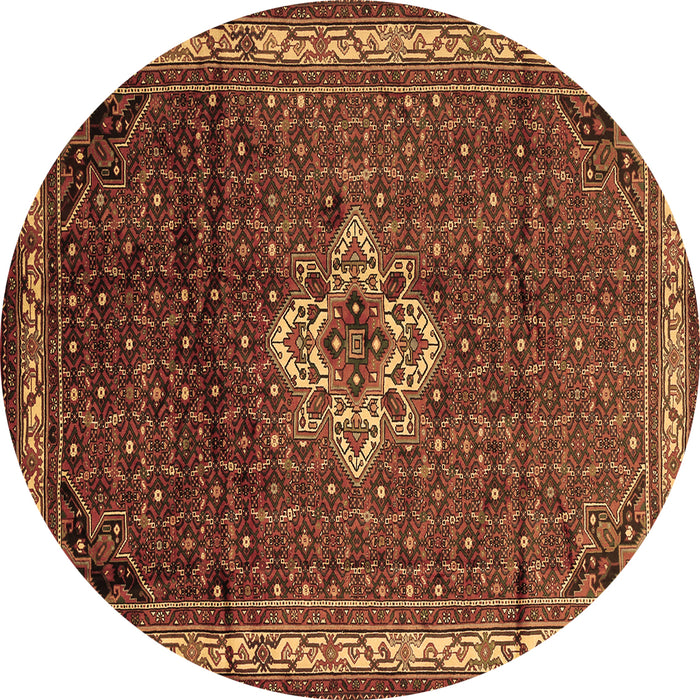 Round Machine Washable Persian Brown Traditional Rug, wshtr205brn