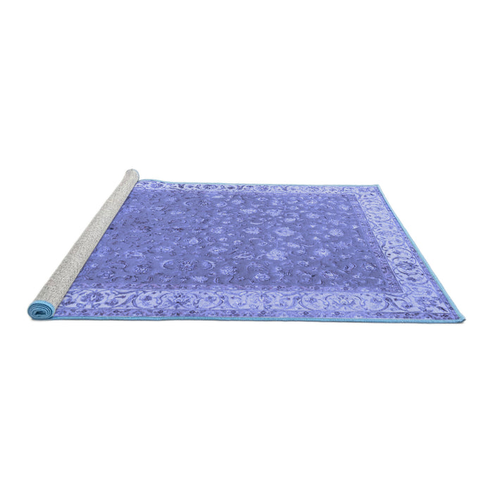 Sideview of Machine Washable Persian Blue Traditional Rug, wshtr2060blu