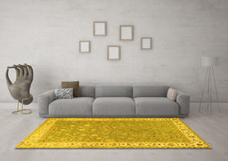 Machine Washable Persian Yellow Traditional Rug in a Living Room, wshtr2060yw