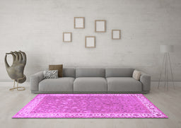 Machine Washable Persian Purple Traditional Area Rugs in a Living Room, wshtr2060pur