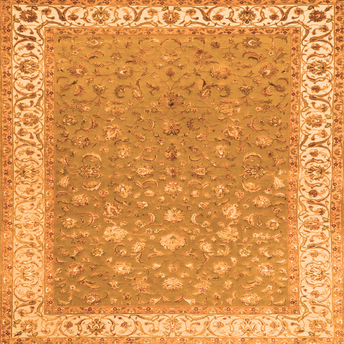 Round Machine Washable Persian Orange Traditional Area Rugs, wshtr2060org