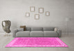 Machine Washable Persian Pink Traditional Rug in a Living Room, wshtr2060pnk