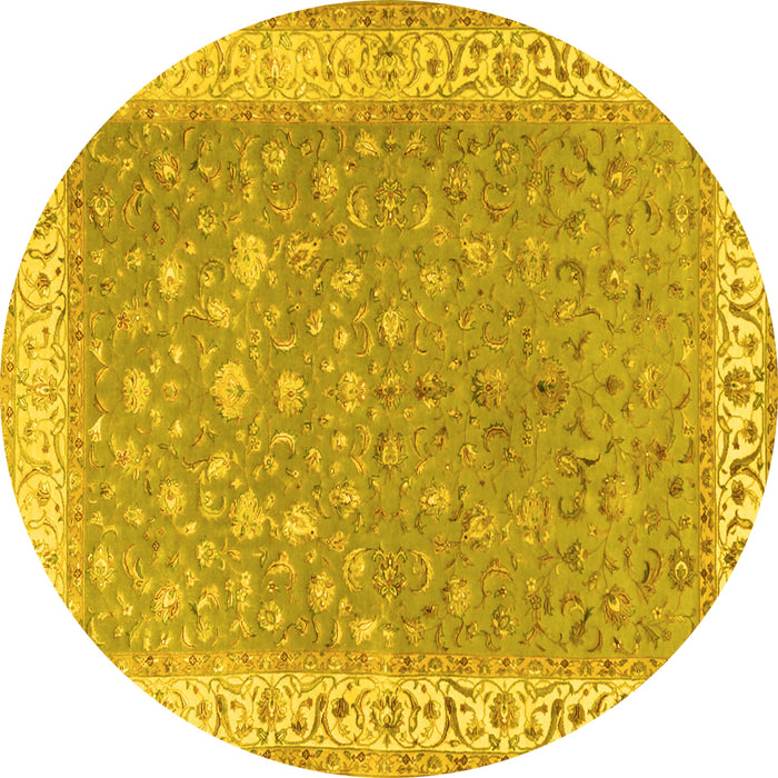 Round Persian Yellow Traditional Rug, tr2060yw