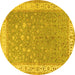 Round Persian Yellow Traditional Rug, tr2060yw