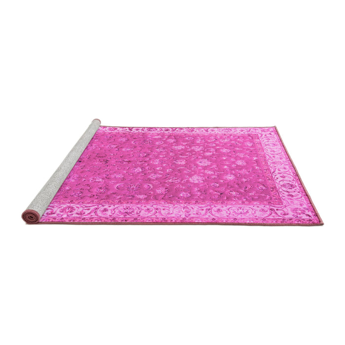 Sideview of Machine Washable Persian Pink Traditional Rug, wshtr2060pnk