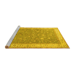 Sideview of Machine Washable Persian Yellow Traditional Rug, wshtr2060yw