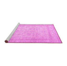 Sideview of Machine Washable Persian Pink Traditional Rug, wshtr2061pnk