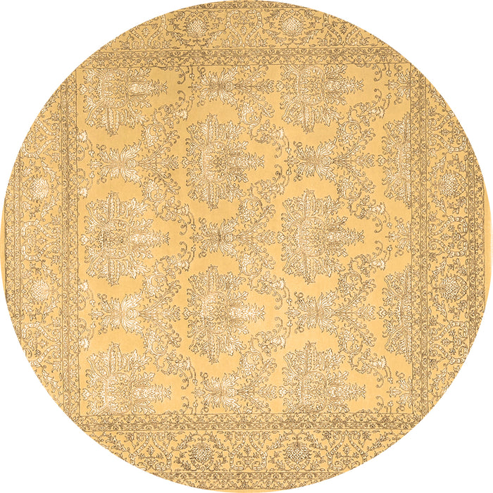 Round Persian Brown Traditional Rug, tr2061brn