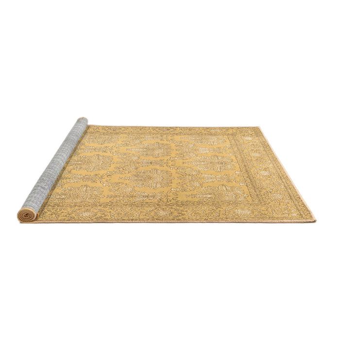Sideview of Machine Washable Persian Brown Traditional Rug, wshtr2061brn
