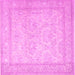 Square Machine Washable Persian Pink Traditional Rug, wshtr2061pnk