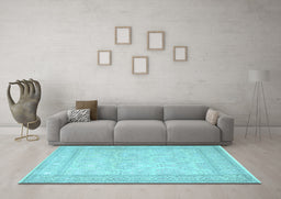 Machine Washable Persian Light Blue Traditional Rug in a Living Room, wshtr2061lblu