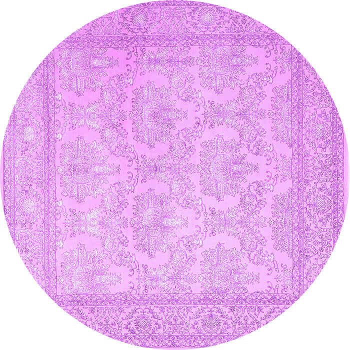 Round Machine Washable Persian Purple Traditional Area Rugs, wshtr2061pur