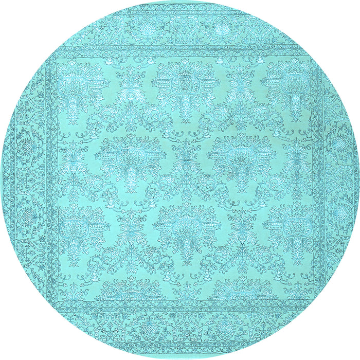 Round Machine Washable Persian Light Blue Traditional Rug, wshtr2061lblu