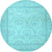 Round Persian Light Blue Traditional Rug, tr2061lblu