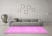 Machine Washable Persian Pink Traditional Rug in a Living Room, wshtr2061pnk