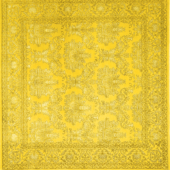 Square Machine Washable Persian Yellow Traditional Rug, wshtr2061yw