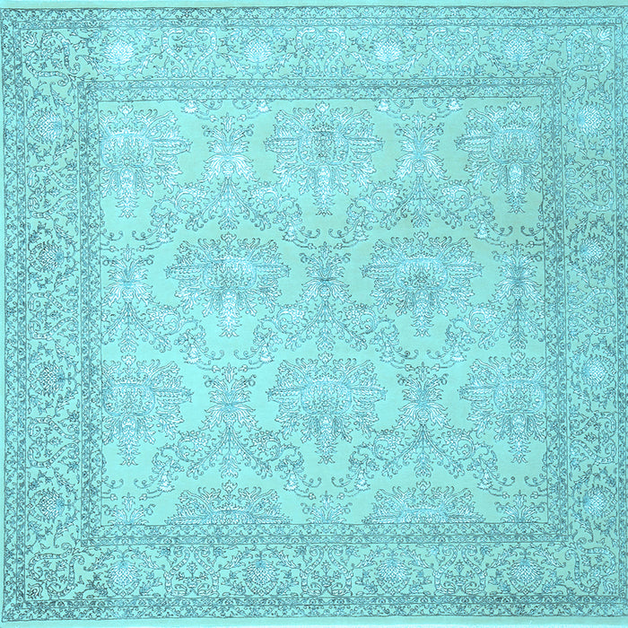 Square Machine Washable Persian Light Blue Traditional Rug, wshtr2061lblu