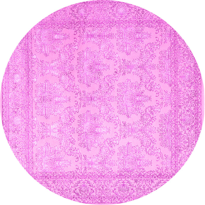 Round Machine Washable Persian Pink Traditional Rug, wshtr2061pnk