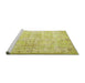 Sideview of Machine Washable Traditional Yellow Rug, wshtr2062