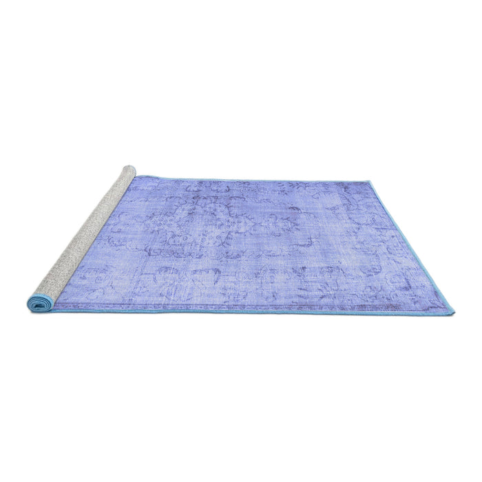 Sideview of Machine Washable Persian Blue Traditional Rug, wshtr2062blu
