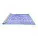 Sideview of Machine Washable Persian Blue Traditional Rug, wshtr2062blu
