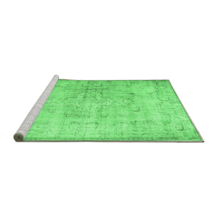 Sideview of Machine Washable Persian Emerald Green Traditional Area Rugs, wshtr2062emgrn