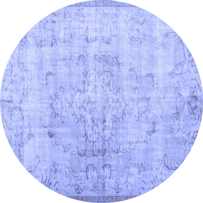 Round Machine Washable Persian Blue Traditional Rug, wshtr2062blu