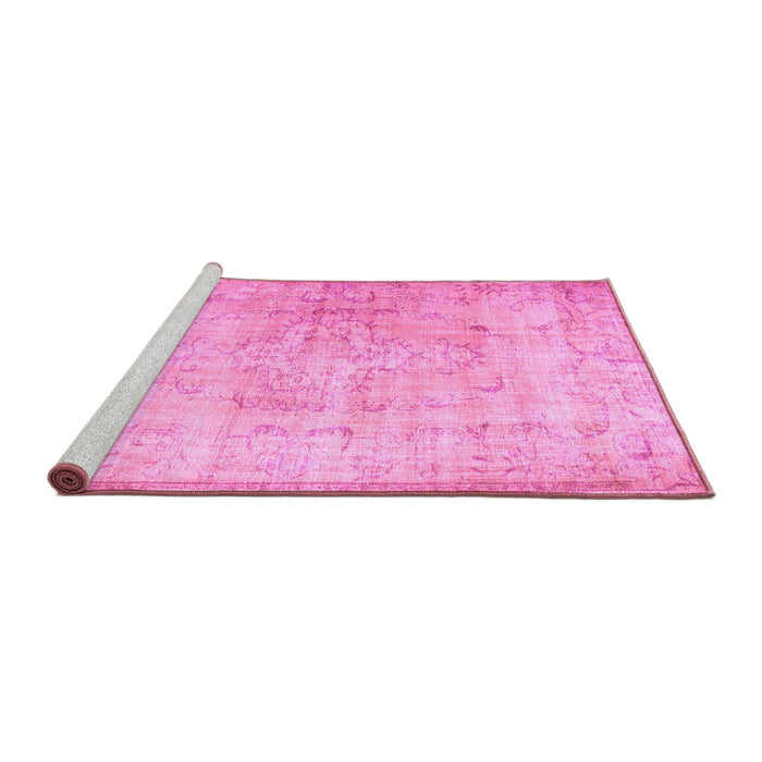 Sideview of Machine Washable Persian Pink Traditional Rug, wshtr2062pnk