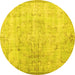 Round Machine Washable Persian Yellow Traditional Rug, wshtr2062yw