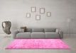 Machine Washable Persian Pink Traditional Rug in a Living Room, wshtr2062pnk
