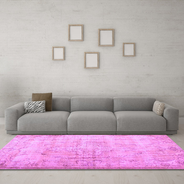 Machine Washable Persian Purple Traditional Area Rugs in a Living Room, wshtr2062pur