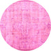 Round Persian Pink Traditional Rug, tr2062pnk