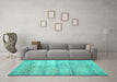 Machine Washable Persian Turquoise Traditional Area Rugs in a Living Room,, wshtr2063turq