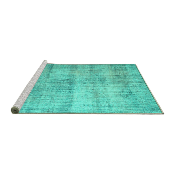 Sideview of Machine Washable Persian Turquoise Traditional Area Rugs, wshtr2063turq