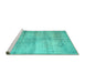 Sideview of Machine Washable Persian Turquoise Traditional Area Rugs, wshtr2063turq